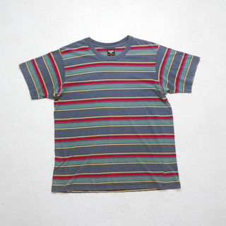 【ボーダーT】LOOSE FIT　マルチボーダーパターンS/S TeeXLグレー／カーキ／レッド／イエロー