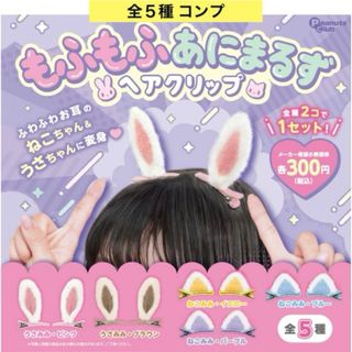 もふもふあにまるず ヘアクリップ 全５種 コンプ 猫耳 ヘアアクセ ガチャ(ヘアピン)