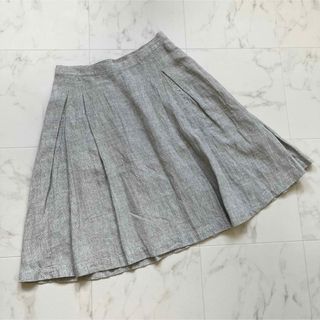 マーガレットハウエル(MARGARET HOWELL)のMARGARET HOWELL リネン100 プリーツ　スカート　チェック(ロングスカート)