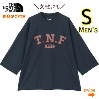 ザノースフェイス(THE NORTH FACE)のノースフェイス 3/4TNFロゴT Sサイズ アーバンネイビー 7分袖 Tシャツ(Tシャツ/カットソー(七分/長袖))
