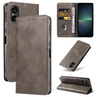 【色:グレー_サイズ:Xperia 5 V 用】QUEASON 互換品 スマホケ(その他)