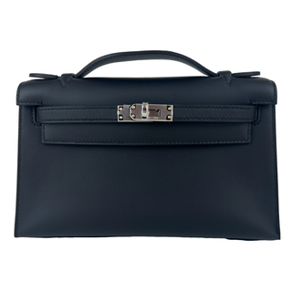 エルメス(HERMES)の新品未使用 HERMES エルメス Pochette kelly ポシェットケリー Black ブラック Swift スイフト PHW シルバー金具 Stamp-K K刻印 ハンドバッグ(ハンドバッグ)