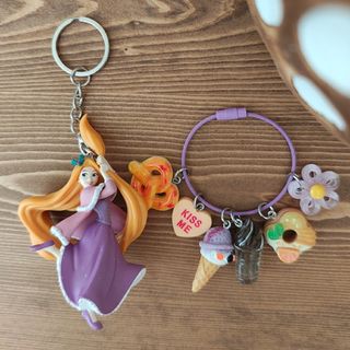 レトロキーホルダー ラプンツェル＆じゃらじゃらキーホルダー 2点SET№91