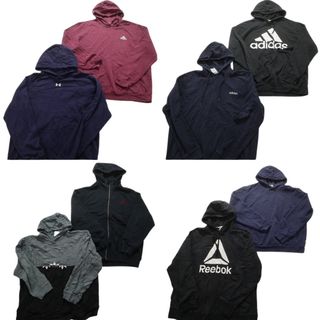 古着卸 まとめ売り スポーツブランドMIX パーカー 8枚セット (メンズ XL /2XL ) アディダス ジョーダン  中古 古着 NB4587(スウェット)