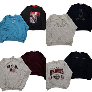 古着卸 まとめ売り USA製 スウェット 8枚セット (メンズ 2XL /3XL ) Lee モックネック 英文字 無地 ワンポイント 中古 古着 NB4616(スウェット)