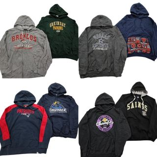 古着卸 まとめ売り プロチーム パーカー 8枚セット (メンズ XL /2XL /3XL ) ペイトリオッツ ベアーズ  NFL  パッカーズ 中古 古着 NB4610(スウェット)