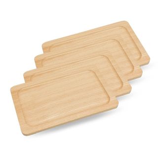 木製カフェトレー 4枚組 ティートレー コンパクト コーヒートレー 天然木 おし(食器)