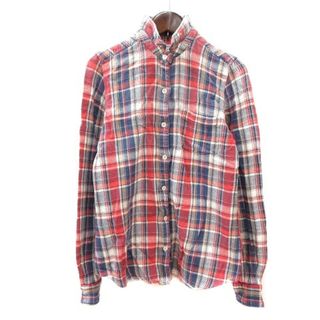 レイビームス(Ray BEAMS)のレイビームス シャツ スタンドカラー チェック 長袖 XS 赤 レッド 紺(シャツ/ブラウス(長袖/七分))