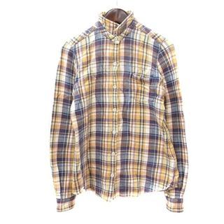レイビームス(Ray BEAMS)のレイビームス シャツ スタンドカラー チェック 長袖 XS 黄色 イエロー(シャツ/ブラウス(長袖/七分))