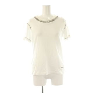 ミュウミュウ(MIU MIU)のミュウミュウ ビジューTシャツ カットソー 半袖 XS ホワイト MJM846(Tシャツ(半袖/袖なし))