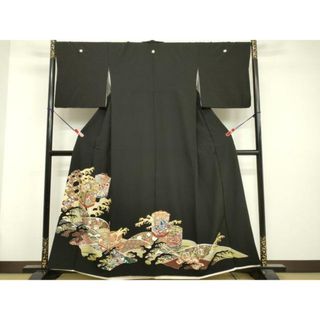 平和屋着物■豪華黒留袖　駒刺繍　貝桶吉祥花文　金彩　正絹　逸品　DAAT8978zy(着物)