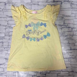 メゾピアノ(mezzo piano)の【新品タグ付】mezzo pianoリボンモチーフ袖フリルTシャツ 140cm(Tシャツ/カットソー)