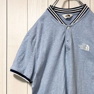 ザノースフェイス(THE NORTH FACE)のノースフェイス ポロシャツ シャツ 半袖 刺繍ロゴ ストライプ襟 L(Tシャツ/カットソー(半袖/袖なし))