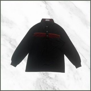 ポロシャツ 長袖 ブラック ハーフボタン vintage アーカイブ(ポロシャツ)