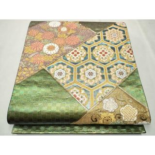 平和屋着物▼西陣　六通柄袋帯　唐織　切嵌吉祥花文　金糸　正絹　逸品　CAAU9446hy
