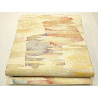 平和屋着物▼六通柄袋帯　綴れ　破れ色紙文　金銀糸　正絹　逸品　CAAU9451hy