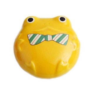 【特価商品】有田陶芸 有田焼 排水口カバー リボンかえる 黄 抗菌 清潔 おもて