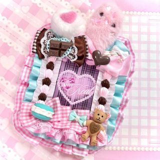 チョコミント　カードケース　硬質ケース　ハンドメイド　うさぎ　チョコ　デコ
