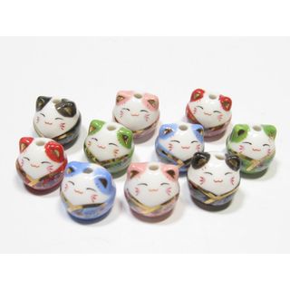 ほっこりしたお顔　トンボ玉　１０個セット（５色×２個）