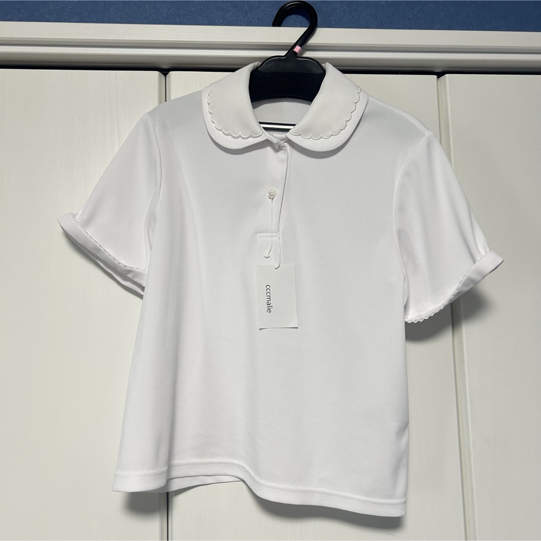 新品タグ付き　cccmalie シーマリー　スカラップポロシャツ　ホワイト　38 cccmalieシーマリー スカラップポロシャツ ホワイト 38 新品未