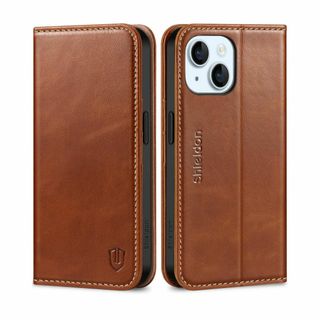 【色:ブラウン（レトロ型）】SHIELDON iPhone15 対応ケース 手帳