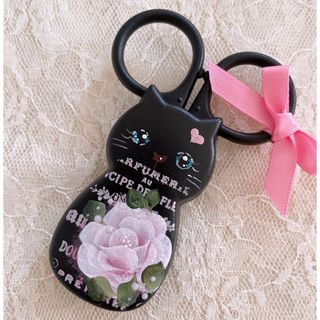 トールペイント作品　薔薇　マグネット付きミニハサミ