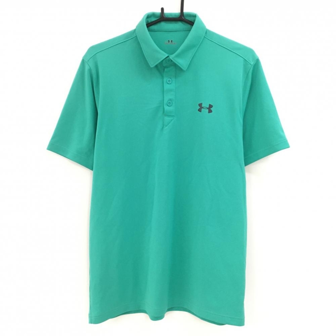 UNDER ARMOUR(アンダーアーマー)の【美品】アンダーアーマー 半袖ポロシャツ グリーン ロゴ黒 メンズ XL ゴルフウェア UNDER ARMOUR スポーツ/アウトドアのゴルフ(ウエア)の商品写真