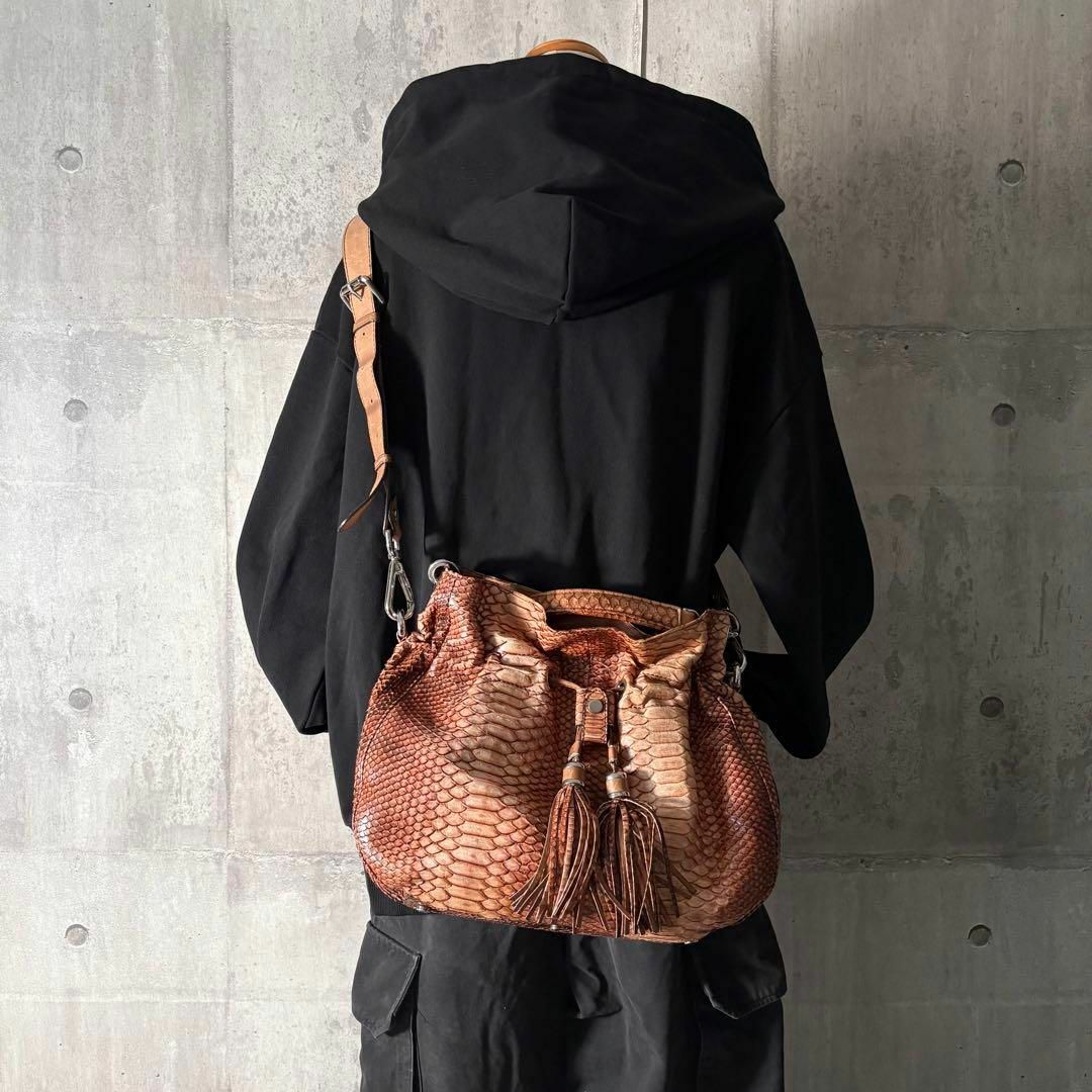 y2k 3way python leather handbag 2000's