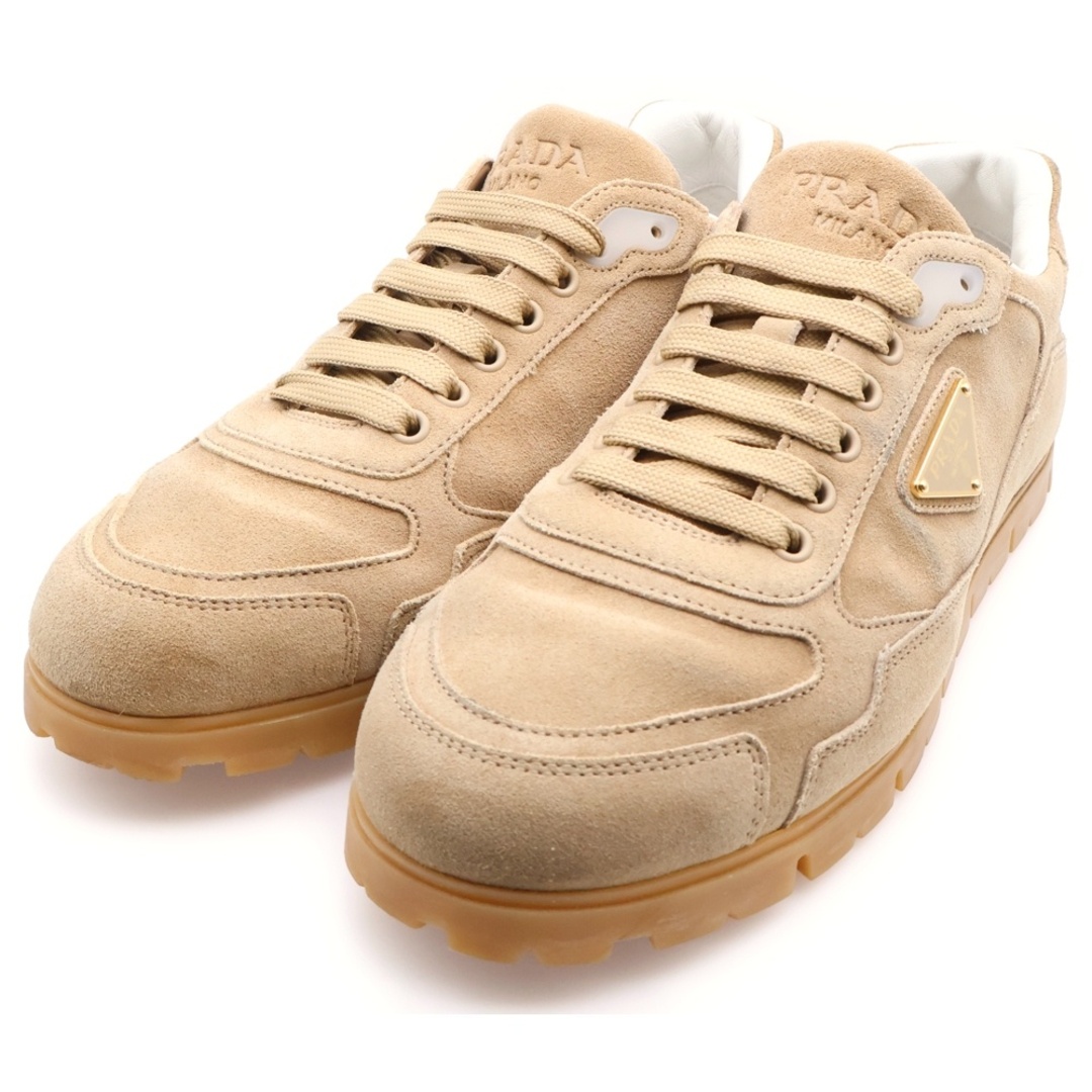 PRADA プラダ カーフスエードトライアングルロゴブーツ PRADA - PRADA プラダ トライアングルロゴ スエード ローカット