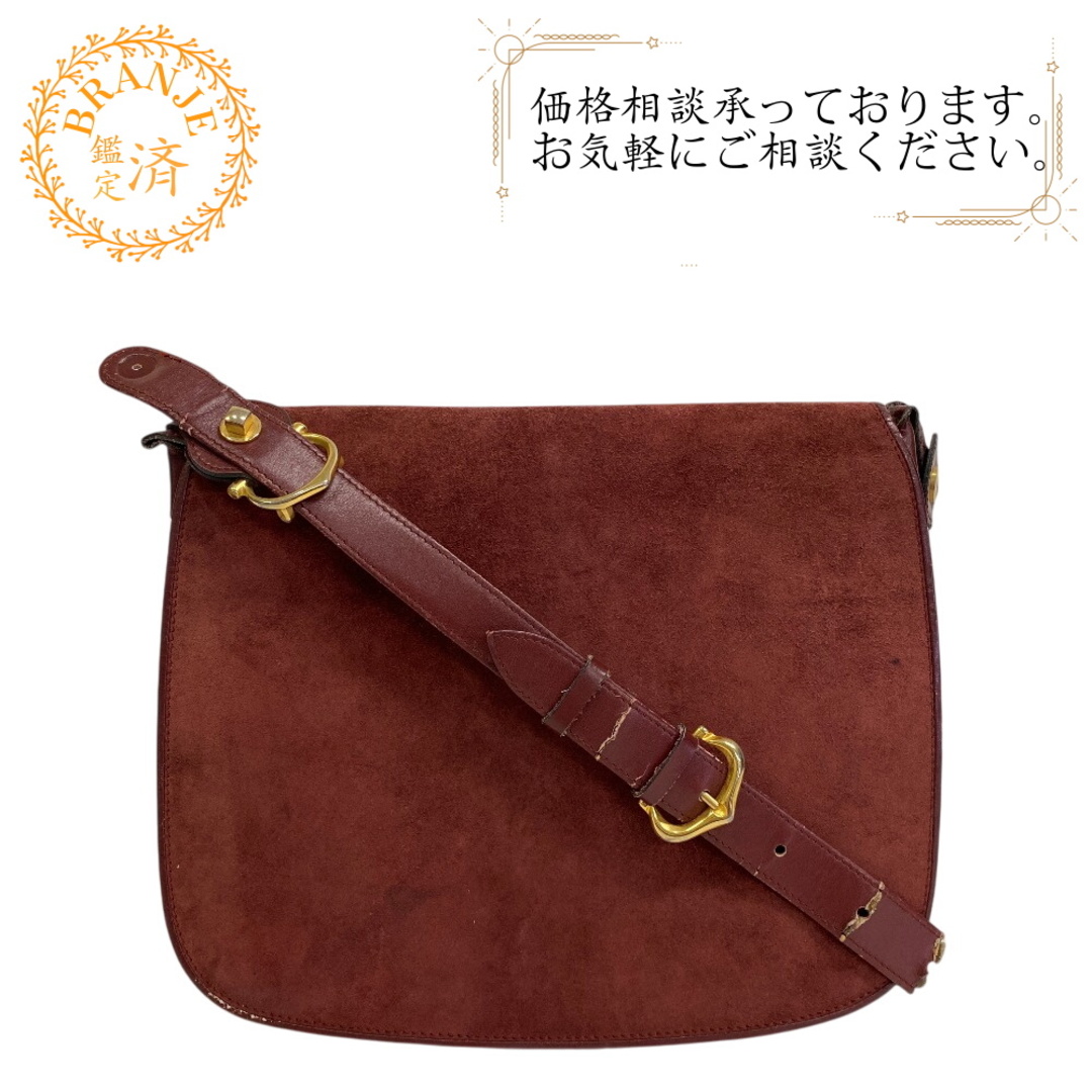 【美品】カルティエ マストライン ショルダーバッグ ゴールド金具 ボルドー Cartier - カルティエ CARTIER ショルダーバッグ マストライン