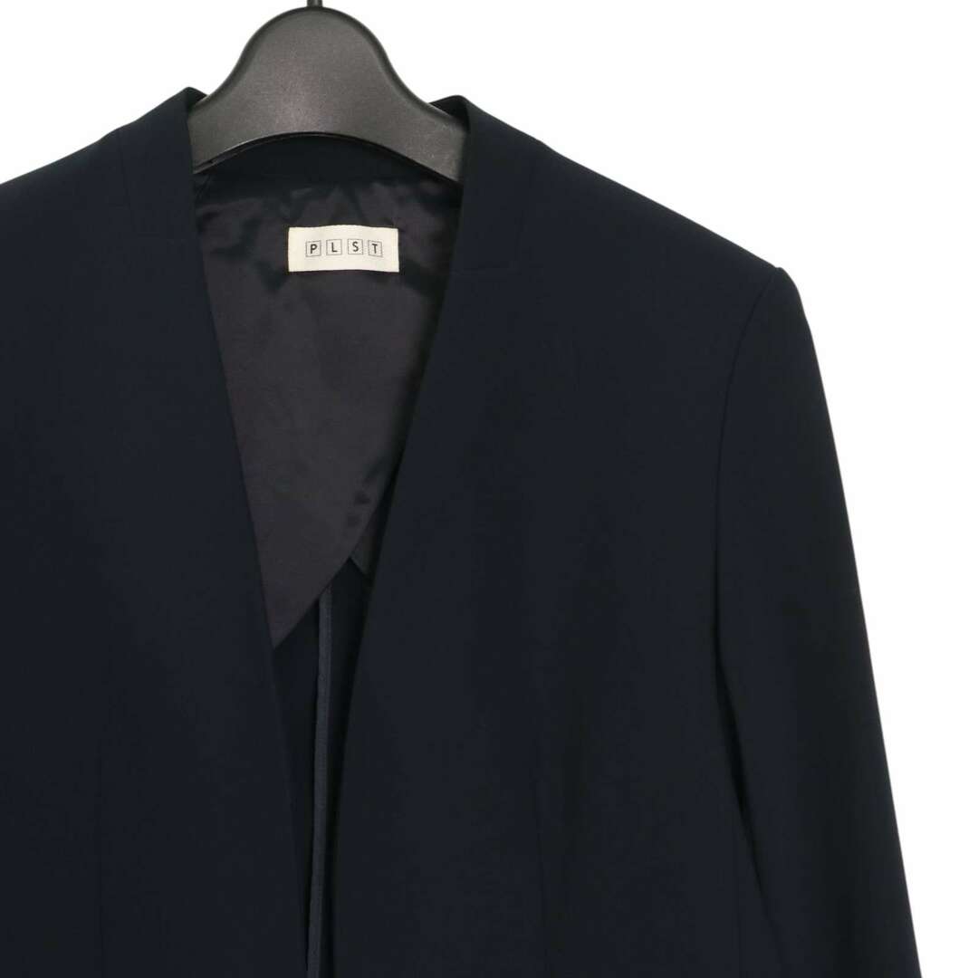 PLST 美品【洗濯機で洗える】ノーカラー ジャケット パンツ 濃紺 ネイビー PLST - PLST プラステ 春夏☆ 背抜き ノーカラー ジャケット Sz