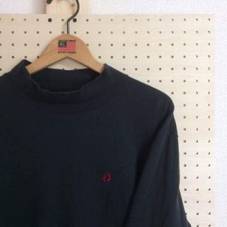 ハンテン(HANG TEN)のビンテージ 古着 HANGTEN モックネックカットソー 黒 サイズL(Tシャツ/カットソー(七分/長袖))