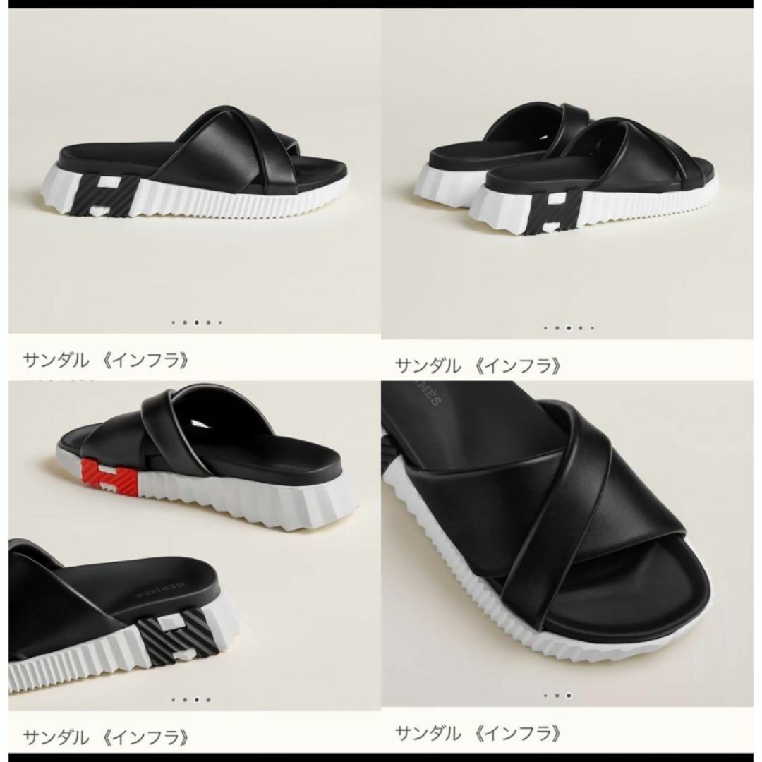 HERMES ブラック サンダル 37 HERMES - HERMES エルメス インフラ ブラック サンダル 37 美品