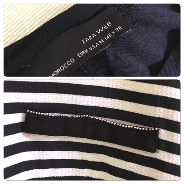 ZARA(ザラ)のZARA きれいめバックデザインボーダートップスM レディースのトップス(カットソー(長袖/七分))の商品写真