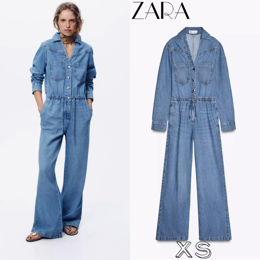 【ZARA】Z1975 デニムジャンプスーツ 調節可能なウエスト ZARA - ZARA Z1975 デニムジャンプスーツ 調節可能なウエストの
