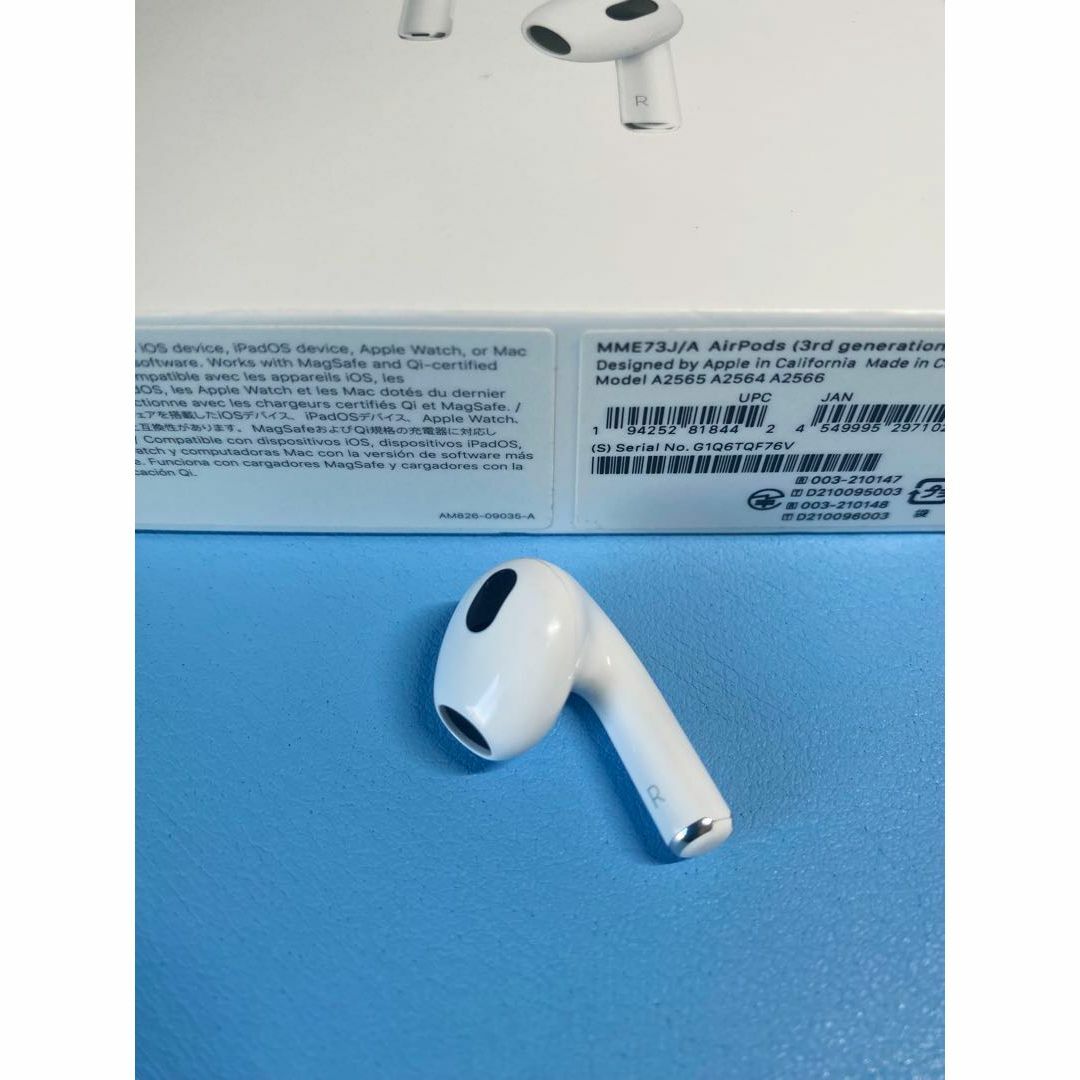 AirPods 第3世代　イヤホンのみ　美品 Apple 第3世代 右耳のみ AirPods 片耳 純正 国内正規品 MME73J/A
