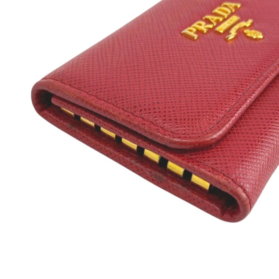 未使用品 PRADA プラダ キーケース 6連 サフィアーノレザー レッド 赤色 PRADA - □中古□ プラダ 6連 キーケース 鍵 サフィアーノ