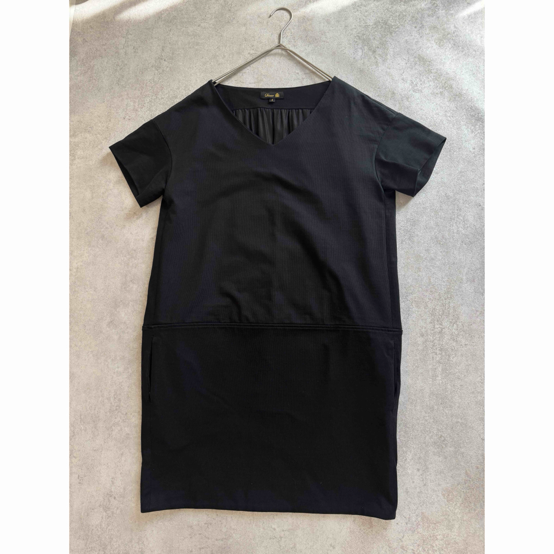 Drawer ドロワー ワンピース 黒 38(M位) 0197625A0068 Drawer - ドゥロワーDrawer 黒のひざ丈ワンピース 半袖の通販 by