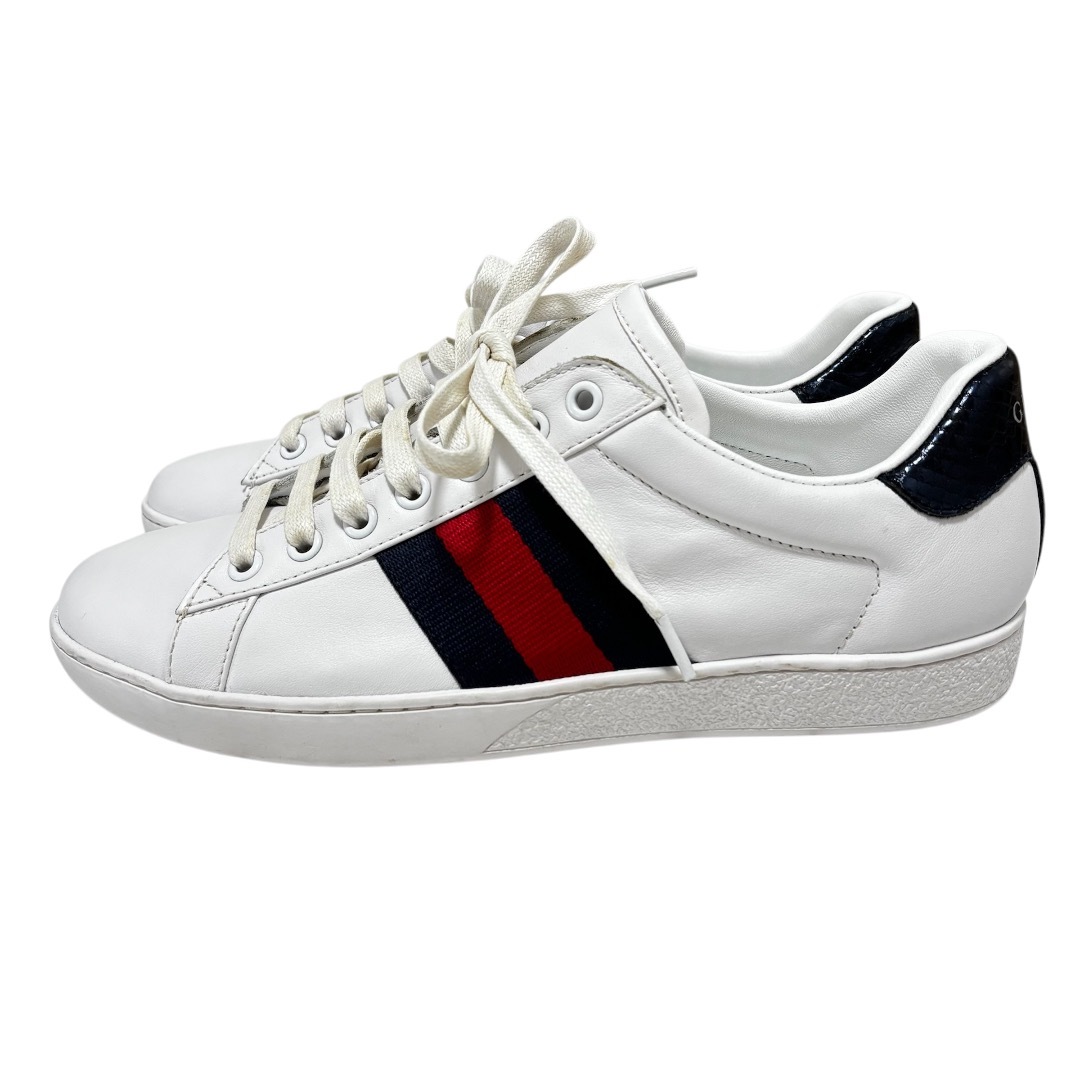 日本限定✨GUCCI スニーカー ACE シェリーライン パール スタッズ GUCCI - グッチ エース レザースニーカー シェリーライン 386750