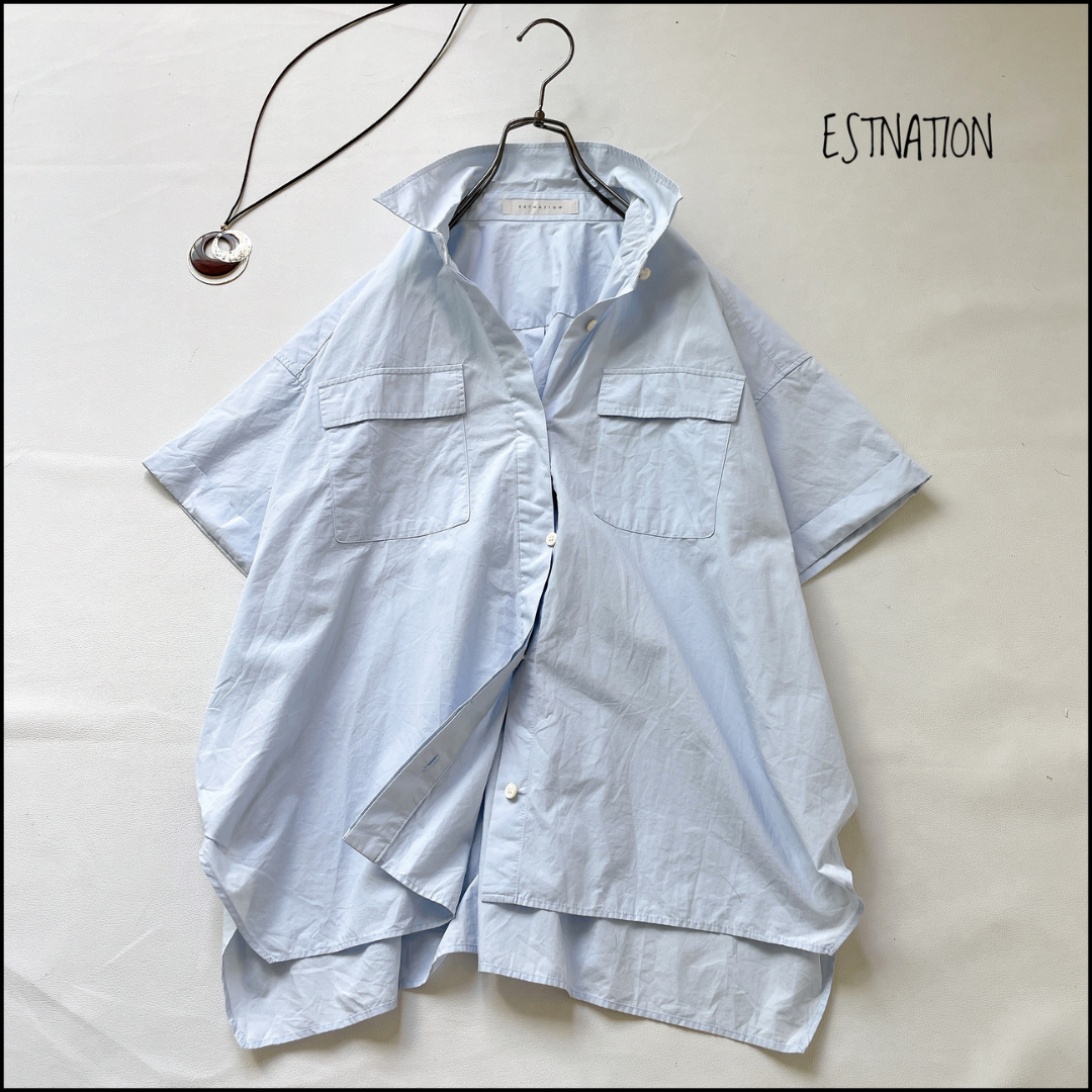 ESTNATION - 【美品】ESTNATION　お肌にも優しい！女性らしく着こなせるオーバーシャツ