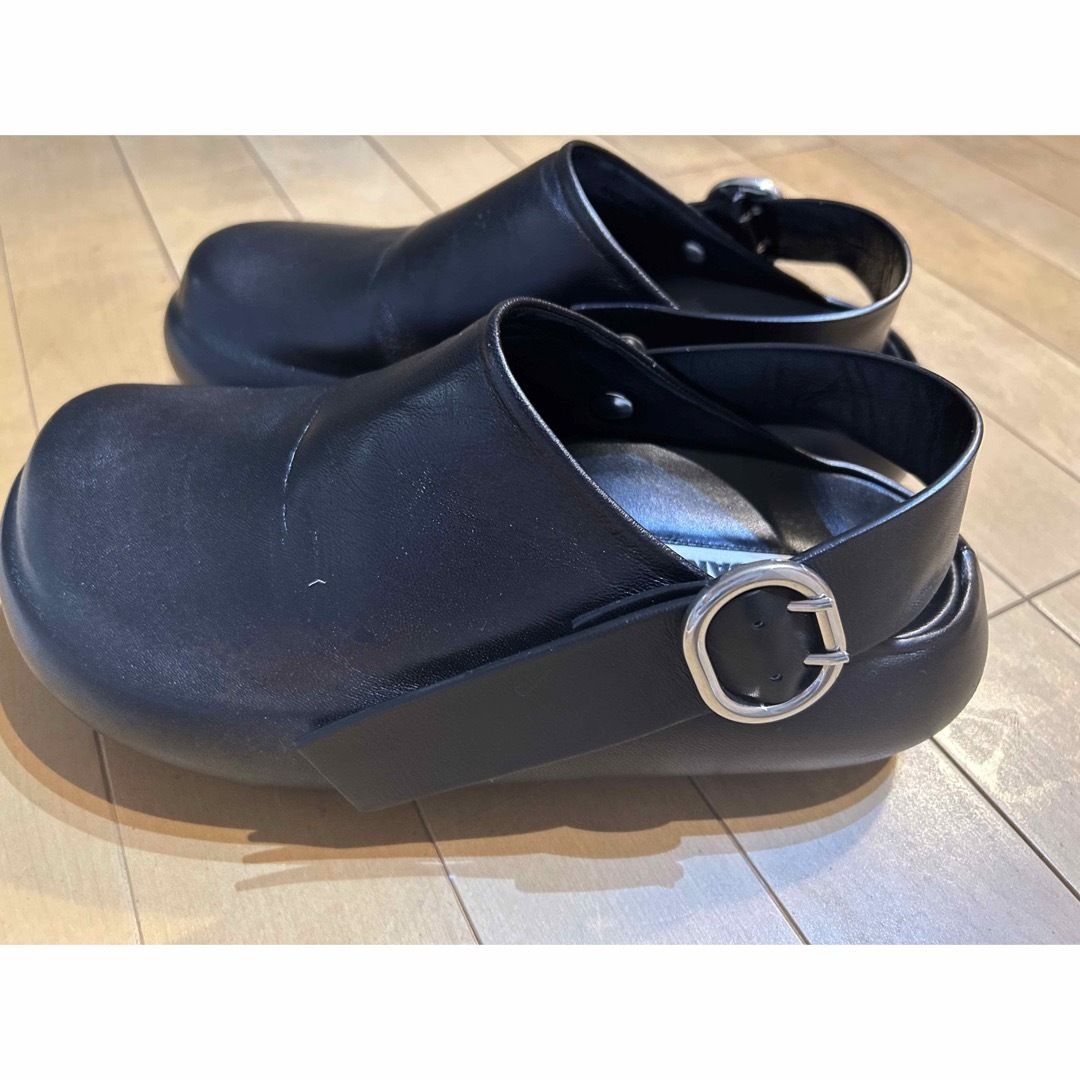 JIL SANDER 靴 ジルサンダー シューズ サンダル レザー JIL SANDER - JIL SANDER ジルサンダー クロッグ レザー 37の