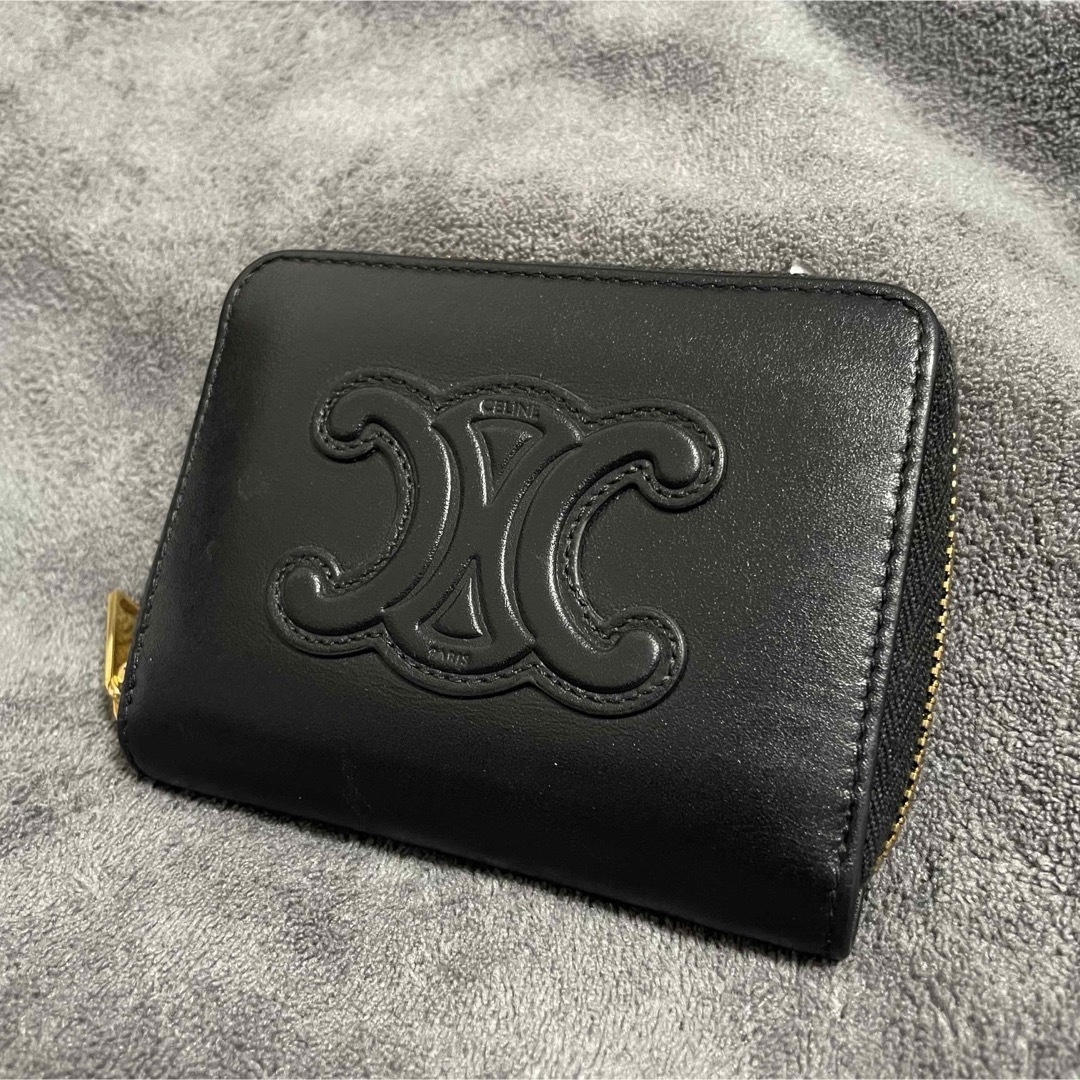 CELINE コインケース トリオンフスムースカーフスキン CELINE - CELINE スムースカーフスキンコンパクト ウォレット