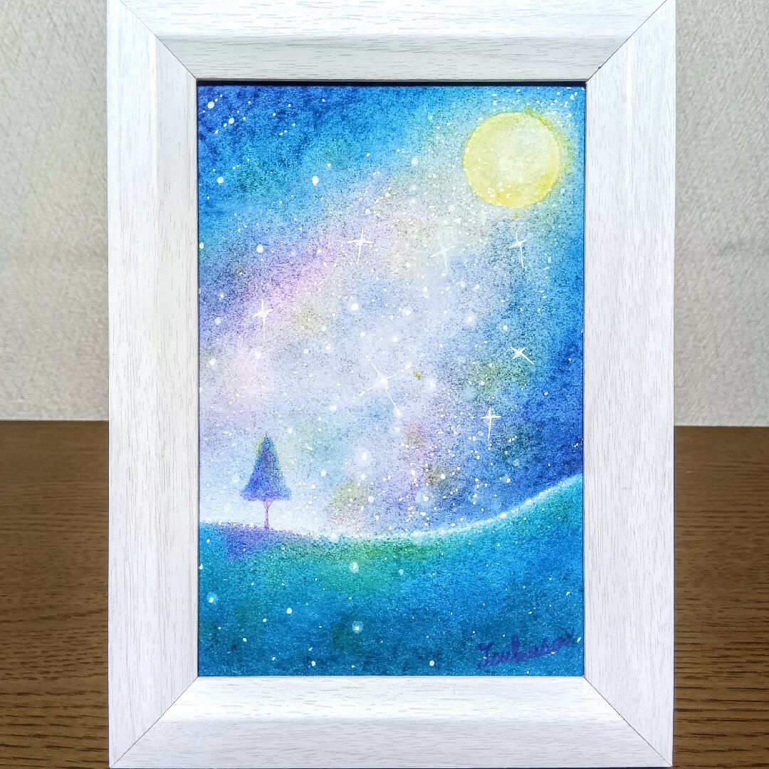 遠い空へ ハンドメイドパステル画 絵画アート原画 パステルアート 星空のシャワー パステル画原画の通販 by