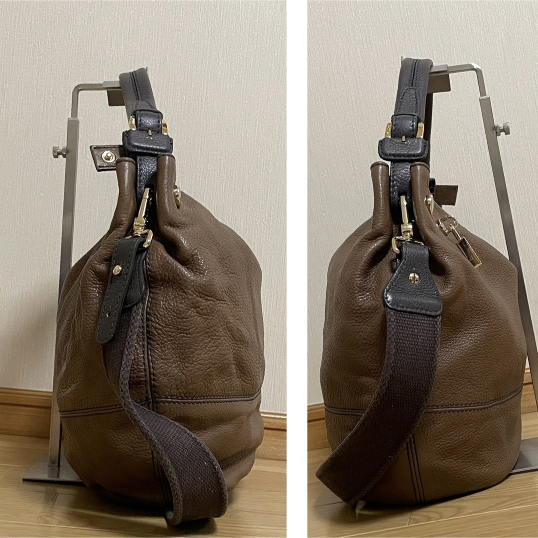 極美品 フルラ ハンドバッグ 2way ネット ミニ ダークブラウン レザー FURLA - 美品 フルラ ハンドバッグ 2way ショルダーバッグ