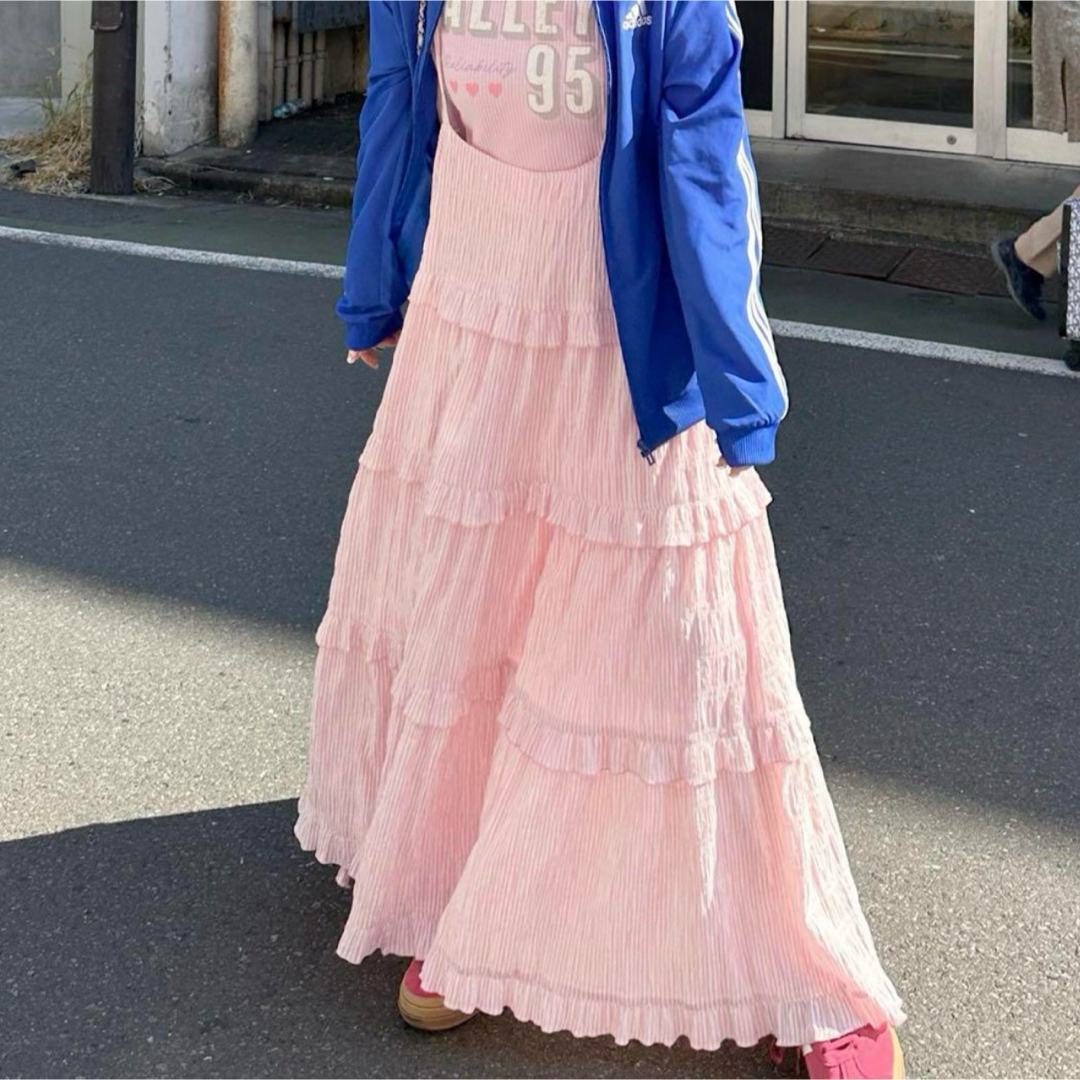 Alley by w closet フリルティアードキャミワンピース ピンク w closet - 【Alley Tokyo】フリルティアードキャミワンピ