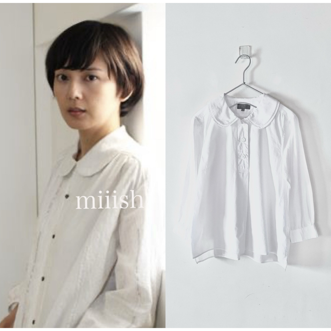 MARGARET HOWELL コットン 無地 ブラウス シャツ 丸襟 日本製 MARGARET HOWELL - 美品 マーガレットハウエル コットン 丸襟