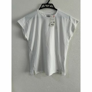 ユニクロ(UNIQLO)の【新品タグ付】UNIQLO ドライEXフレンチスリーブT　Sサイズ ホワイト(Tシャツ(半袖/袖なし))