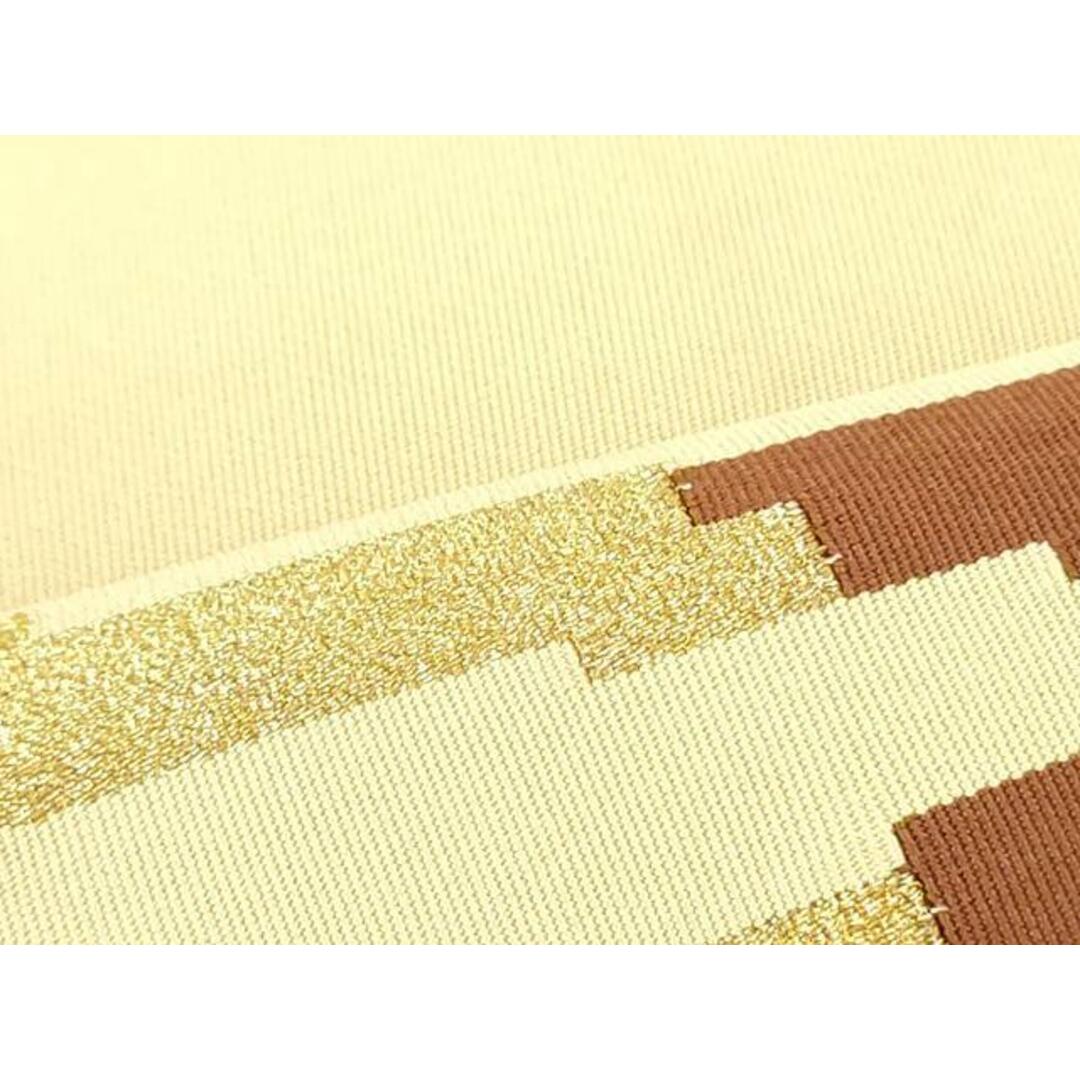 黄釉平丸盤 (未使用 新品同様) 平和屋着物○爪掻き本綴れ 八寸名古屋帯 抽象文様 丁子色 金糸