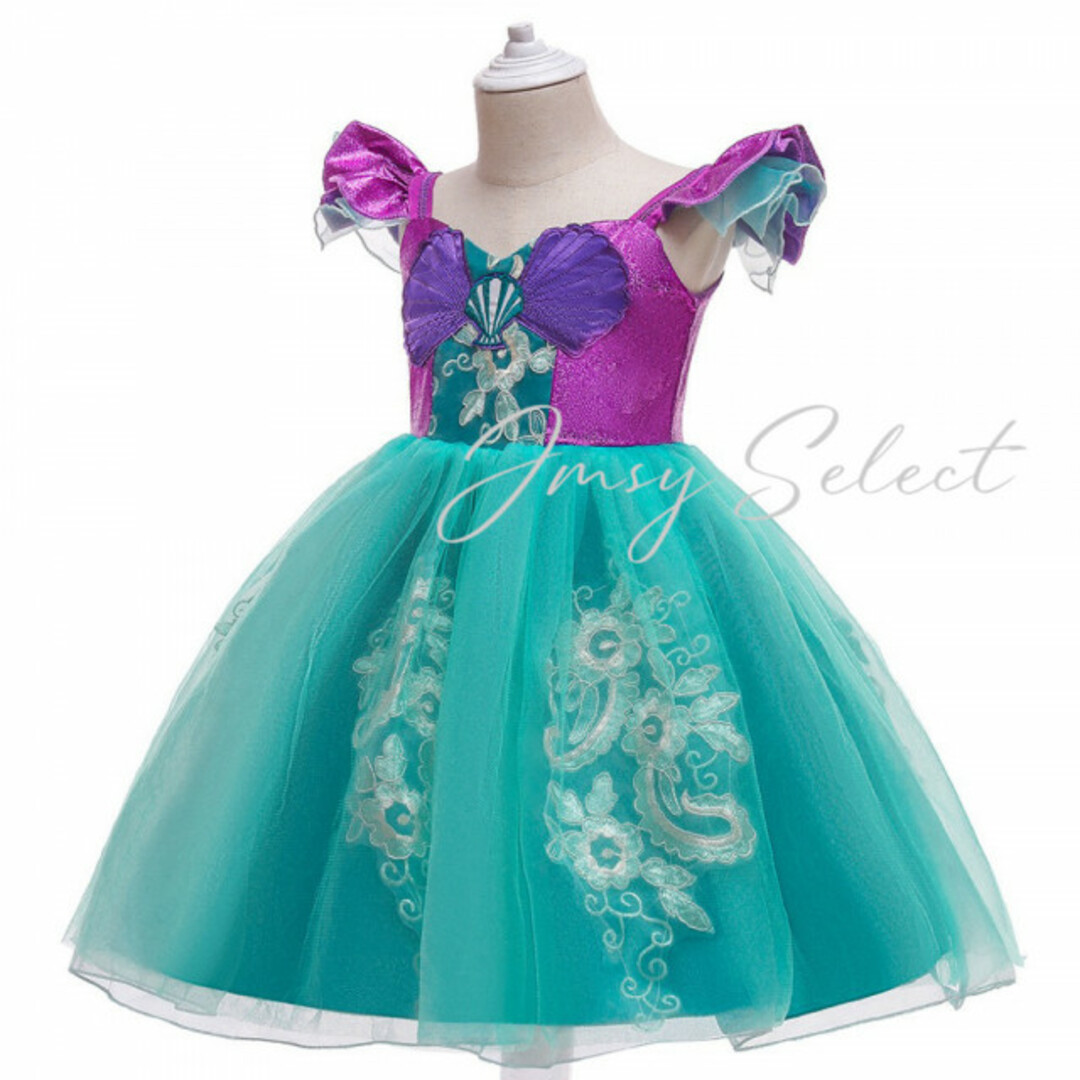 Disney - 140cm☆肩フリル アリエルドレス アリエルワンピース
