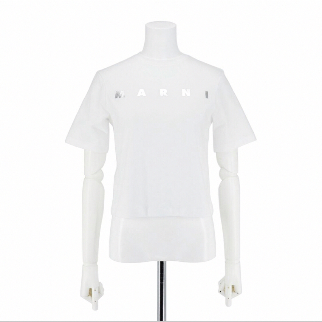 マルニ ロゴプリントクロップドTシャツ ホワイト MARNI - マルニ Tシャツ クロップド丈 ミニ丈 ホワイト ロゴ